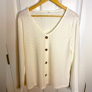 New Off White Button Up Sweater